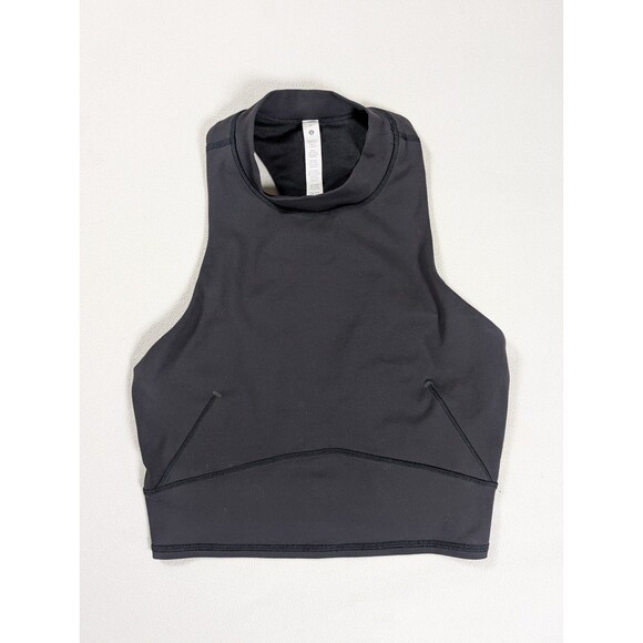 Lululemon Womens Everlux and Mesh Black Tank Top Size 8 Racerback Cropped Yoga - Picture 2 of 8